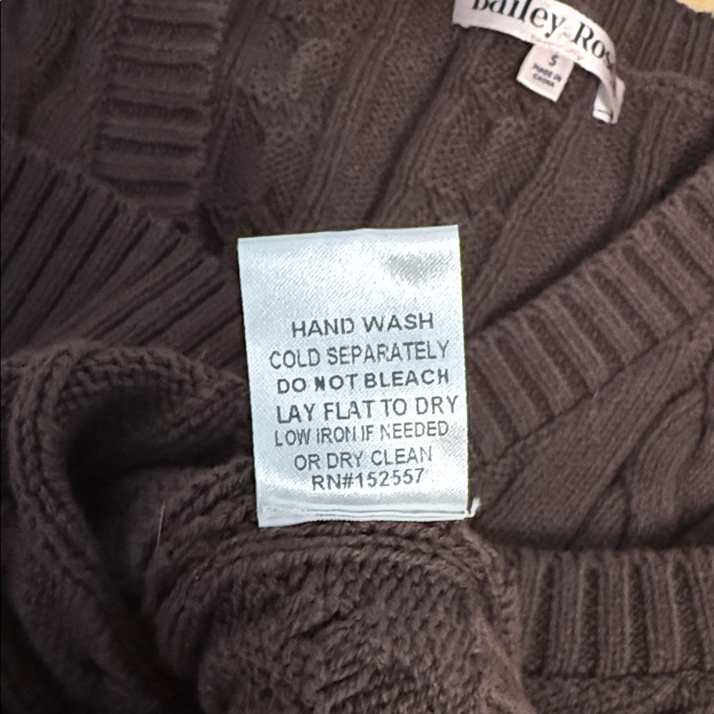 Bailey Rose Size Small Women's Teen Girl V-Neck Cable Knit Brown Sweater Vest - Picture 7 of 7